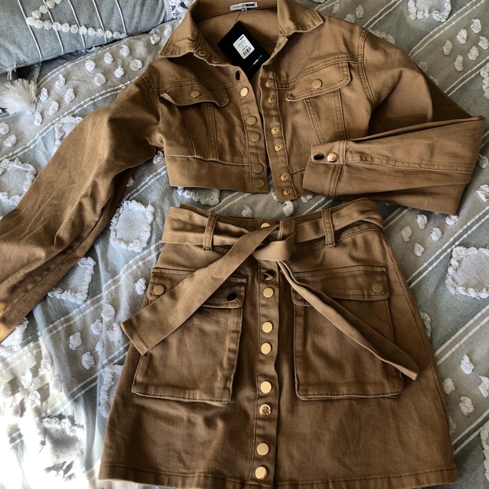 Fashion Nova Tan Jean Set